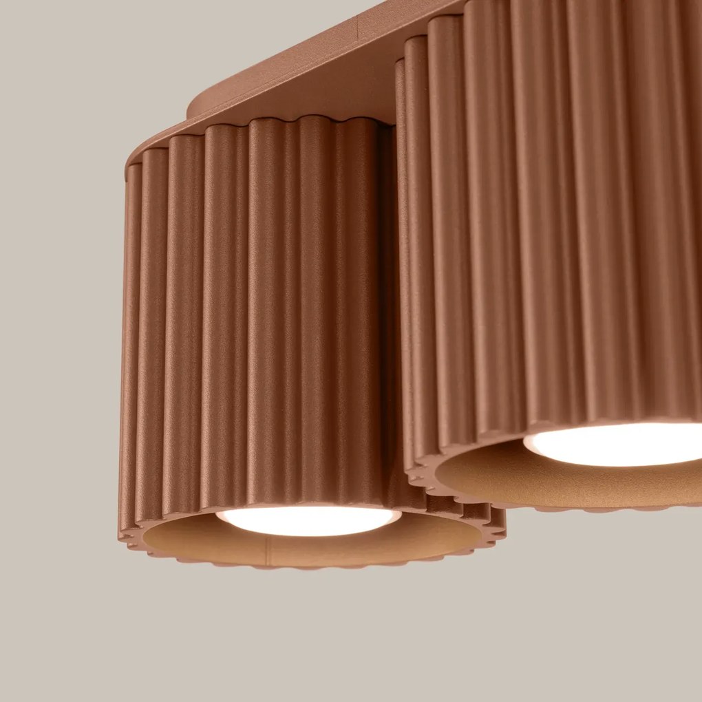 Plafon dwupunktowy AURA 2 mocca GU10 ryflowany SOLLUX LIGHTING