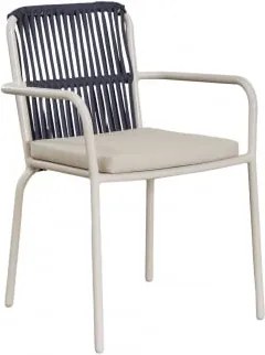 Pack 2 Sztuk Ogrodowych Krzeseł Sztaplowanych Z Podłokietnikami Z Aluminium Alberta Dark Blue - Sklum