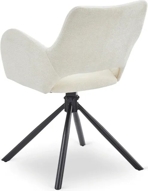 Zestaw Stół Rozkładany Ceramiczny REX 2 180-240 cm Biały Marmur/Orzech i 4 Krzesła FLAV Kremowe