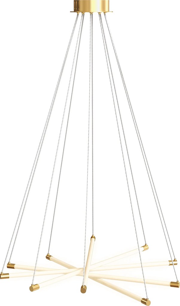 HOMCOM Lampa sufitowa LED, 50W, 5 regulowanych rur świetlnych, regulowana, lampa sufitowa do salonu, jadalni, kuchni, Złoty+Biały