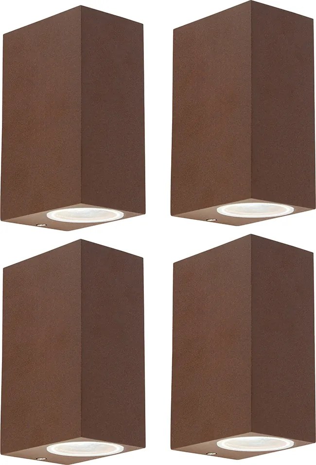 Zestaw 4 inteligentnych lamp ściennych brązowo-rdzawych IP44 w tym 2 GU10 - Baleno