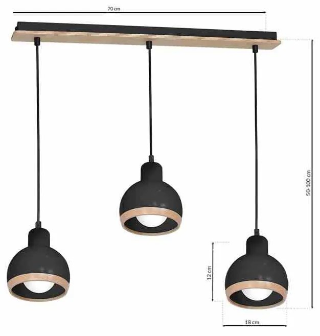 Lampa wisząca, potrójna, czarna, OVAL BLACK 3xE27