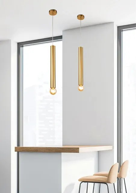 Złota podłużna lampa wisząca oprawa 50 cm - V025 E3-L46