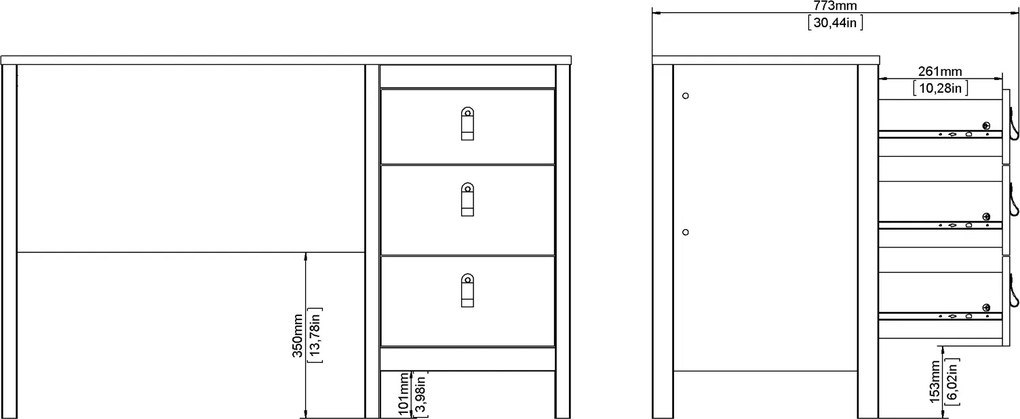 Biurko komputerowe z 3 szufladami Madrid, jackson hickory