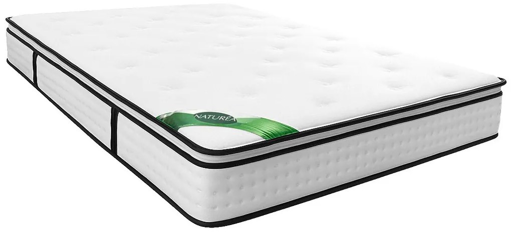 Materac 160 x 200 cm kieszeniowe sprężyny 7 stref zintegrowany topper i poszycie bambusowe gr. 23 cm - TAREVO od NATUREA