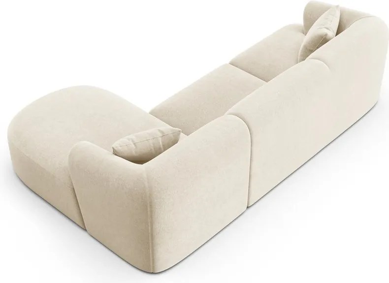 Beżowy aksamitny narożnik (prawostronny/z szezlongiem) Campi – Cosmopolitan Design