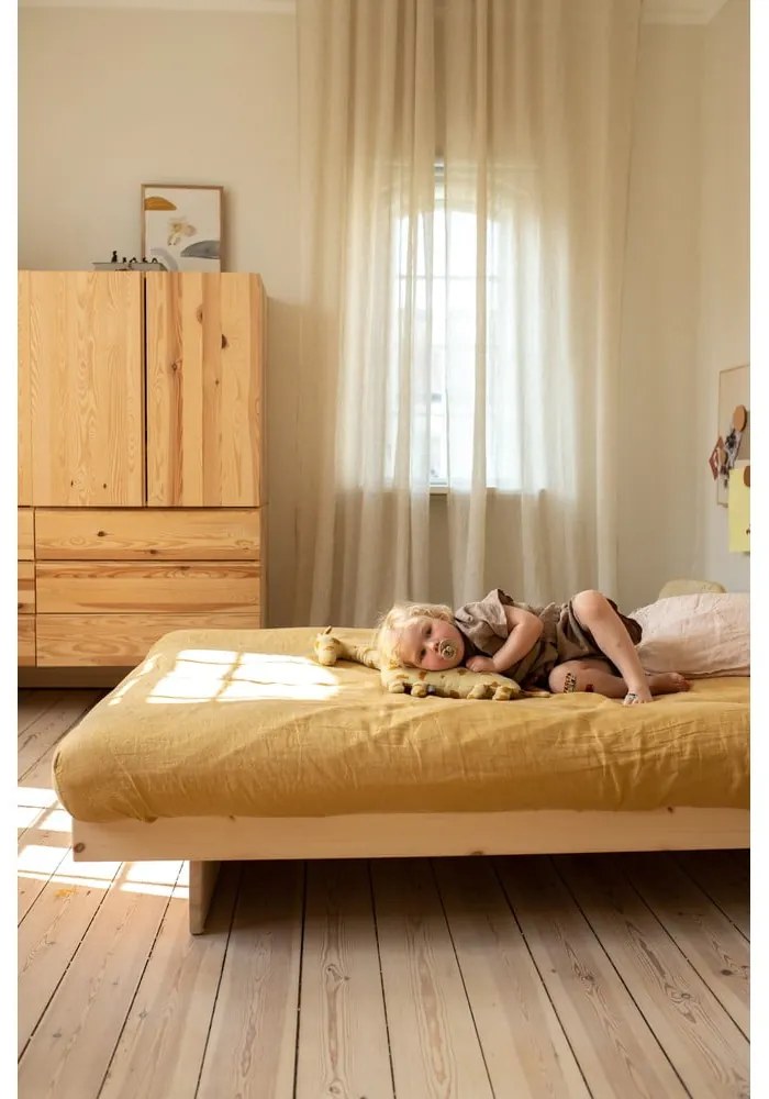 Naturalne łóżko z litego drewna sosnowego ze stelażem 120x200 cm Kanso – Karup Design