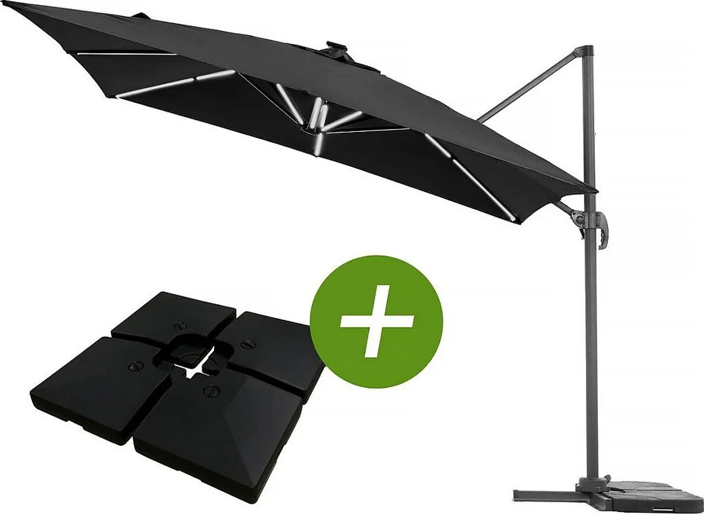 Parasol ogrodowy LED Alu "Sun 4 Luxe" - Prostokąt - 3 x 4 m - Statecznik w zestawie