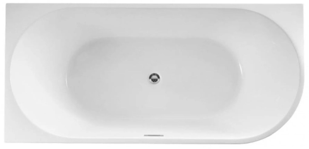 Wanna wolnostojąca narożna lewa z konglomeratu beżowa błyszcząca/matowa 160 x 75 cm WALL Beige Glow / Matt z przelewem typu SLIM : Kolor wanny - Beż połysk