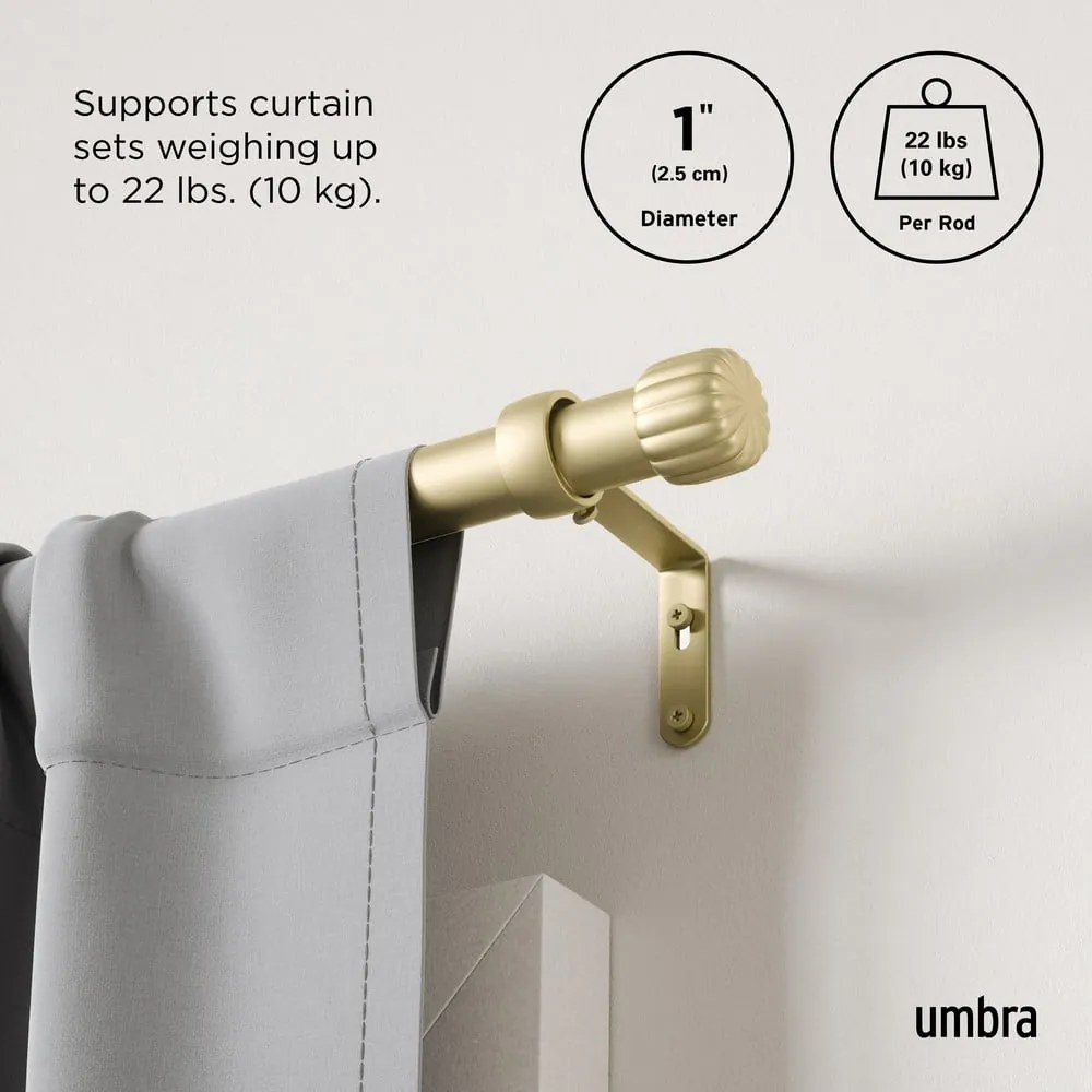 Stalowy regulowany karnisz w kolorze matowego złota 168 - 305 cm Cleo – Umbra