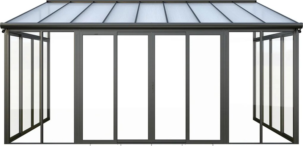 Weranda z aluminium i poliwęglanu odporna na UV - 15,8 m² - antracytowy - MATHILDA