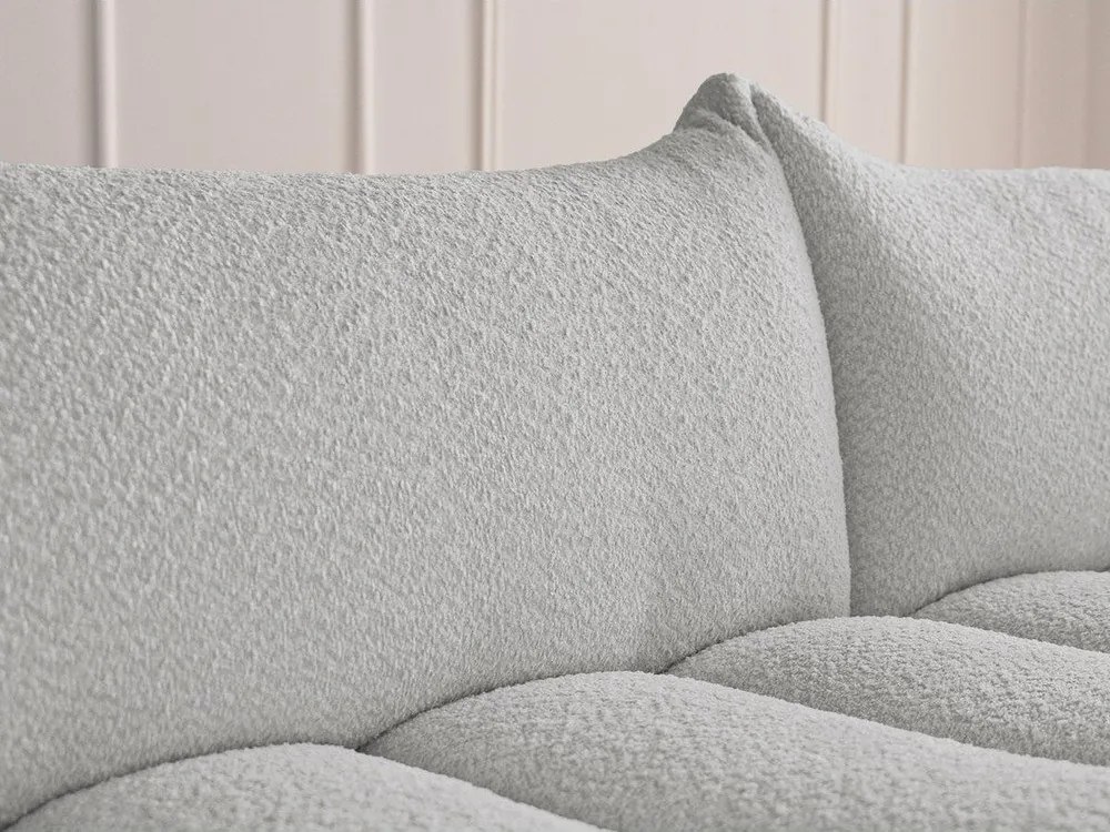 Jasnoszary narożnik z materiału bouclé (prawostronny/z szezlongiem) Azra – Bobochic Paris