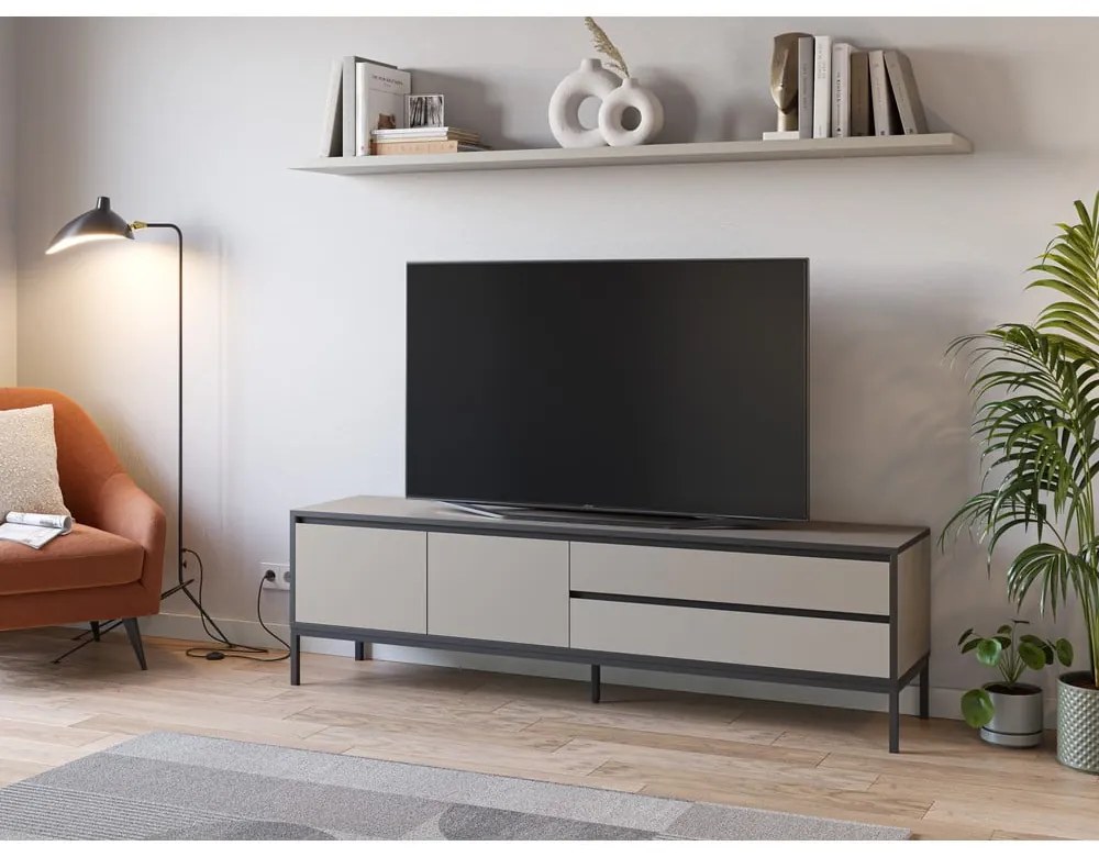 Szarobeżowa szafka pod TV 180x55 cm Lorenza – Marckeric