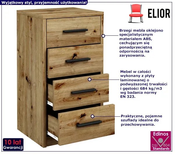 Wąska Komoda Z Szufladami Dąb Artisan P3-G68