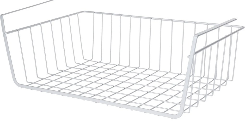 Koszyk podwieszany na owoce, metalowy, jasnoszary, 40 x 25,5 x 14,3 cm