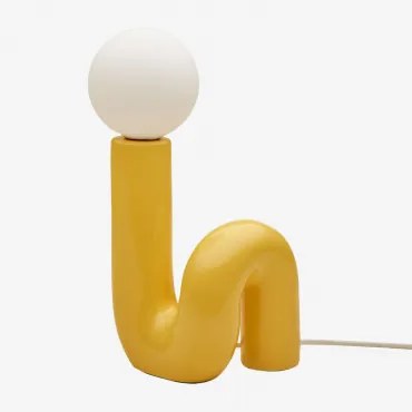 Lampa Stołowa Ceramiczna Z Kulą Szklaną Vireto B & Żółty Albero - Sklum