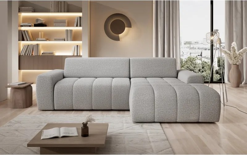 Narożnik SAVIO Prawostronny z Elektryczną Regulacją wolnostojący tkanina KANSAS 12 Popielaty WERSAL