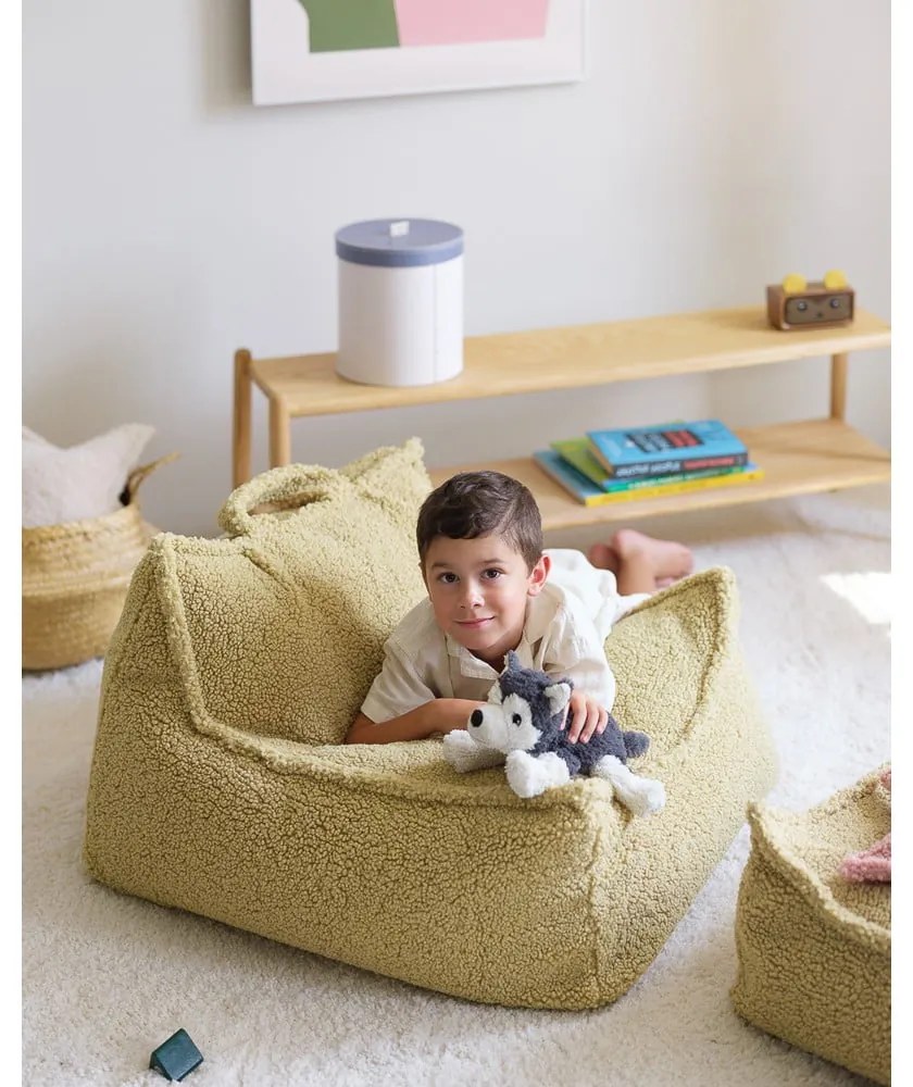 Zielony dziecięcy worek do siedzenia z materiału bouclé Chair – Wigiwama