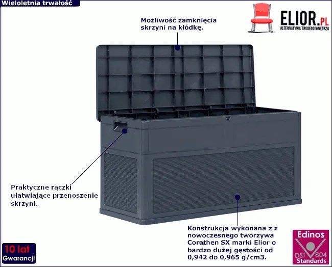 Antracytowa skrzynia ogrodowa 320L F0-C11