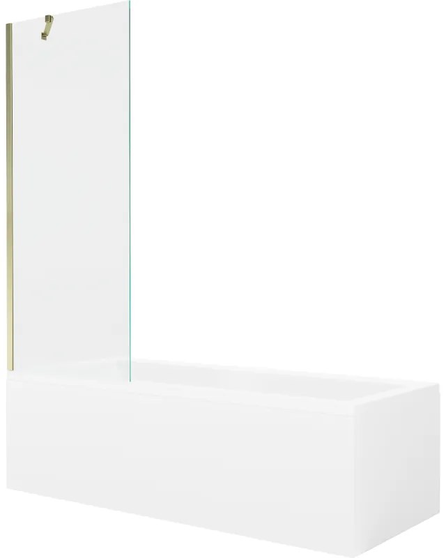 Mexen Cubik wanna prostokątna 170 x 70 cm z obudową i parawanem 1-skrzydłowym 70 cm, transparent, złoty - 550317070X9507000050