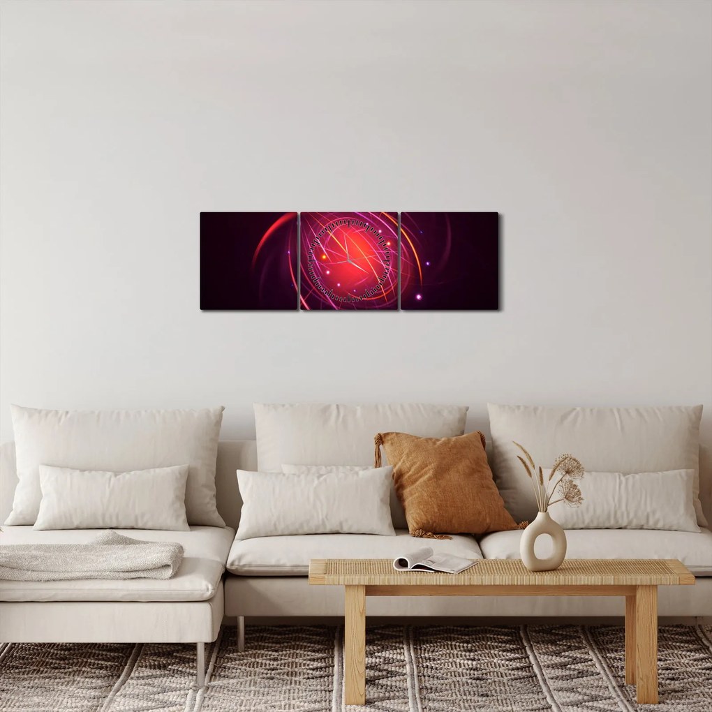 Współczesny obraz abstrakcji (z zegarem) (90x30 cm)