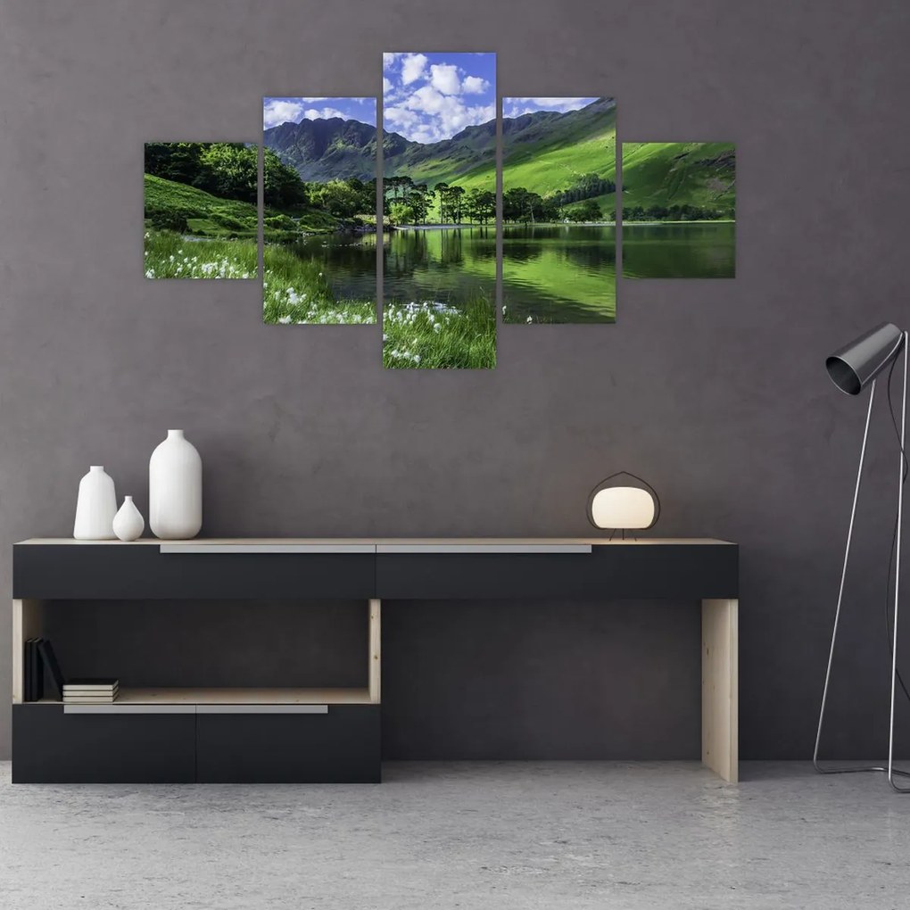 Obraz - Krajobraz z jeziorem (125x70 cm)