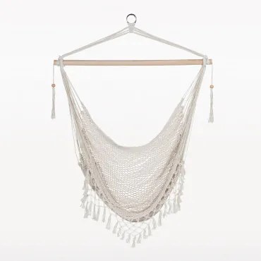 Wiszący Fotel Z Bambusa Thana Distressed White - Sklum