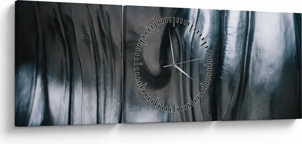 Obraz - Twarz ze stali (z zegarem) (90x30 cm)