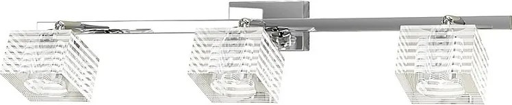 Kinkiet Toplight Metropolitan 3-punktowy z gniazdem G9, chromowaną ramą i szkłem hartowanym, nowoczesny design 55x10x12cm