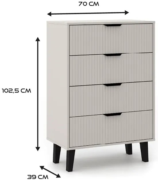 Stylowa komoda z 4 szufladami kaszmir - Henex 5X