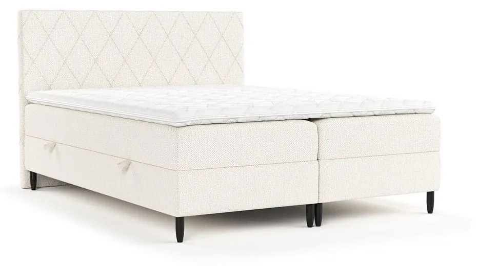 Kremowe łóżko boxspring ze schowkiem 160x200 cm Gwen – Maison de Rêve