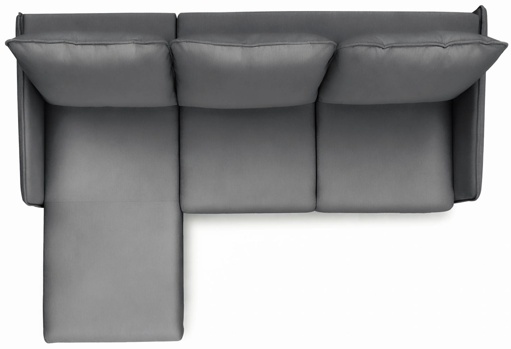 Narożnik z funkcją spania Taila Mini lewostronny - szary welur Velluto 18 / czarne nogi