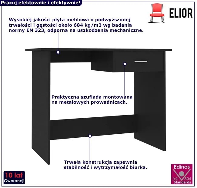Czarne minimalistyczne biurko o szerokości 100 cm - Mirden