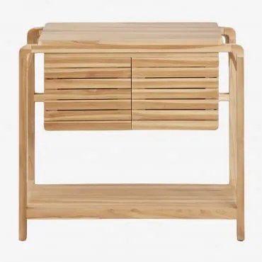 Zestaw Mebli Łazienkowych Z Drewna Tekowego Bradley Without Sink & Bezlusterkowiec & Bez Kranu & ↔︎ 90 Cm - Sklum