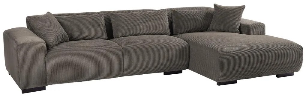 Kanapa narożna prawa z weluru sztruksowego w kolorze taupe OVENTINO od Maison Céphy