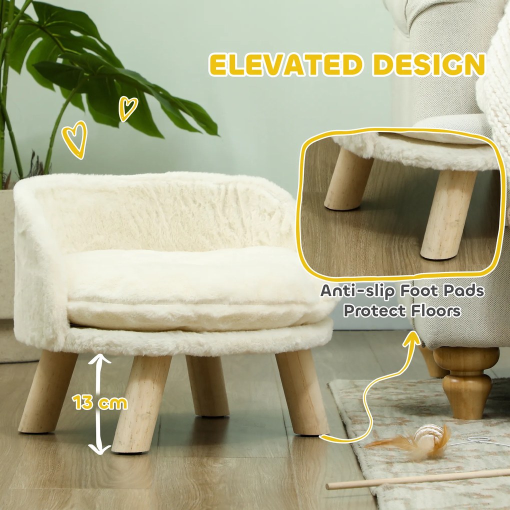 PawHut Legowisko dla Psów i Kotów, Miękka i Pralna Poduszka, Ochronny Brzeg, 40,5 x 40,5 x 33 cm