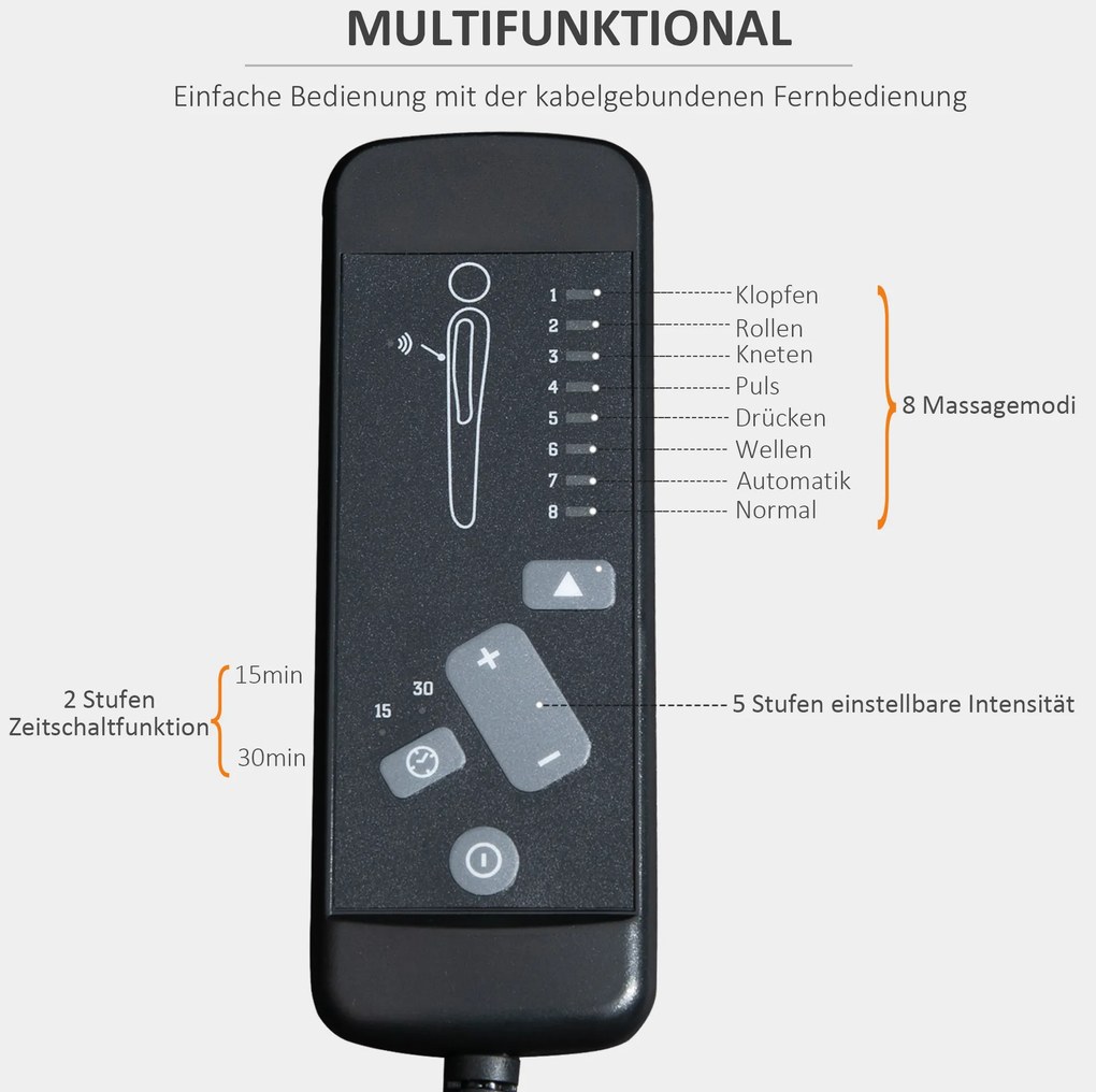 HOMCOM Fotel masujący z funkcją leżenia 2 punkty masażu sztuczna skóra czarny 68x88x98cm | Aosom PL