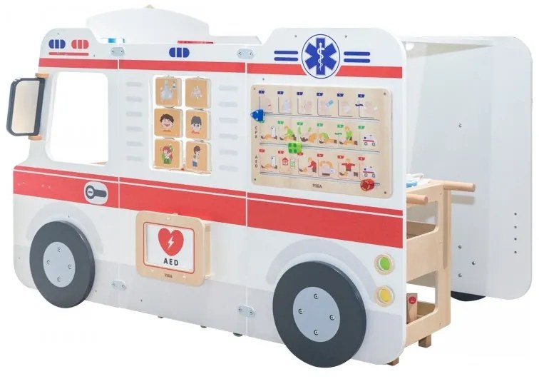Viga duży drewniany ambulans zestaw karetka małych ratowników akcesoria 25 el.