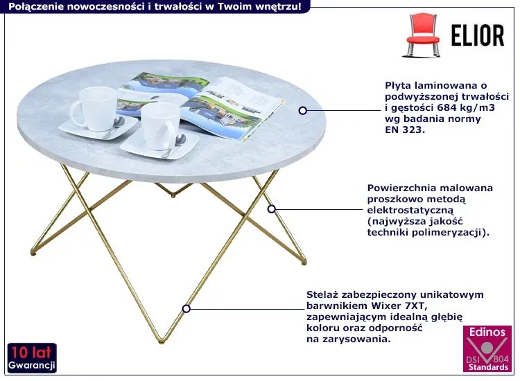 Nowoczesny stolik kawowy beton - Murilo 3X