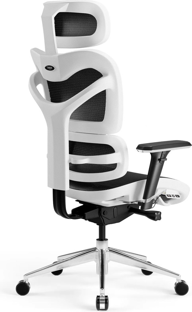 Krzesło biurowe Diablo V-Commander, zgodne z normą BHP, kolor biało-czarny
