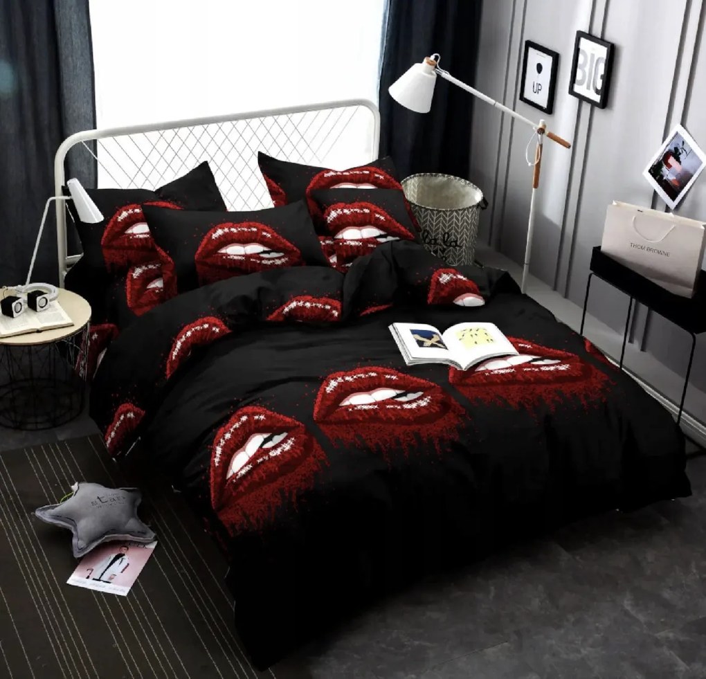 PrzytulneMieszkanie.pl PrzytulneMieszkanie.pl Pościel z mikrofibry ROUGEA czarna Rozmiar pościeli: 70 x 80 cm | 140 x 200 cm