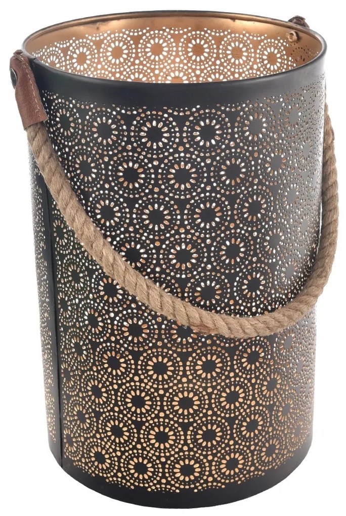 InDecor Świecznik metalowy Dot czarny, 25 x 25 x 35 cm, L