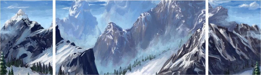 Obraz - Malowane góry (170x50 cm)