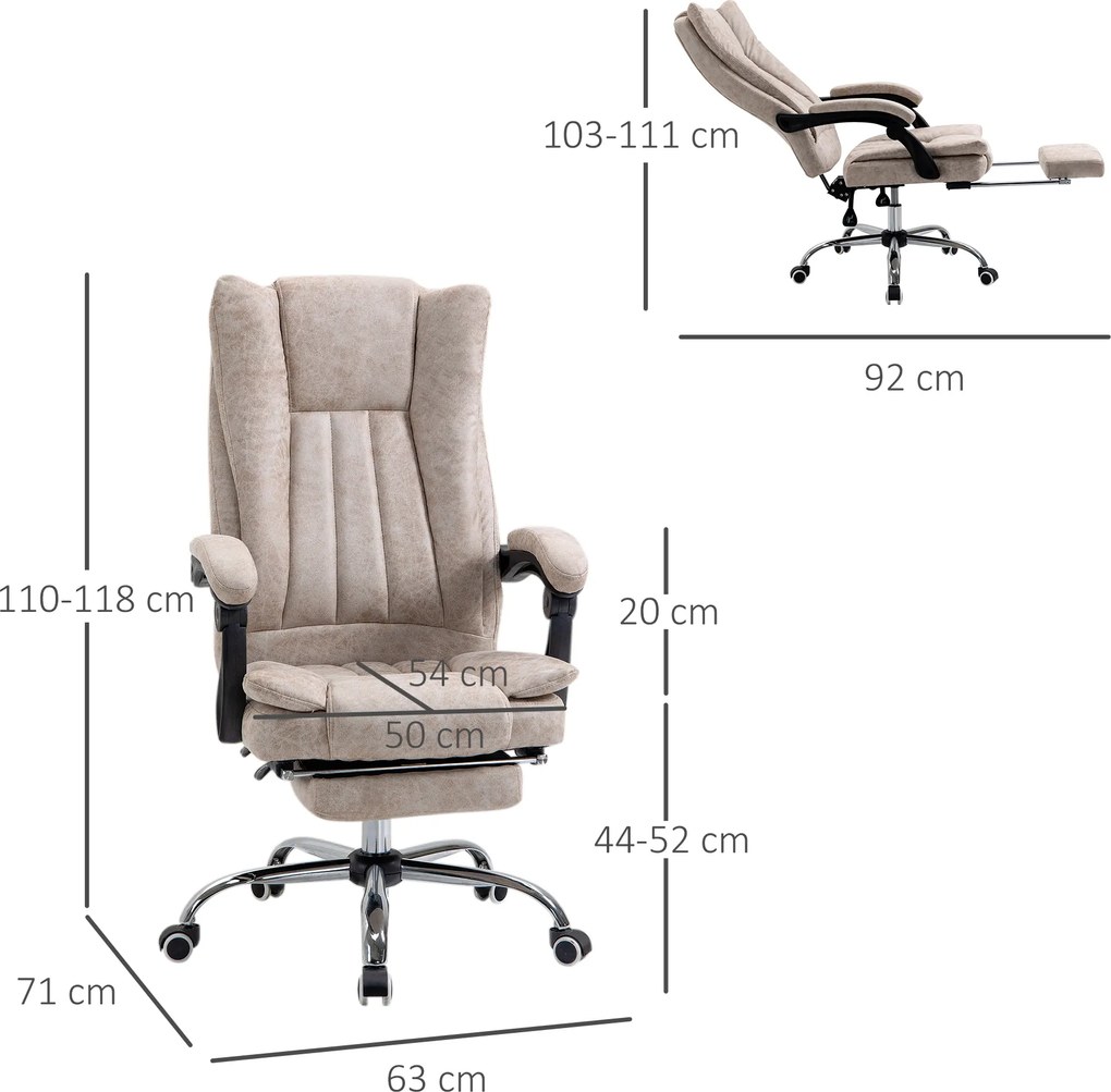 Vinsetto Fotel biurowy komputerowy z regulacją wysokości nowoczesny design mikrofibra czarny i beżowy | Aosom PL