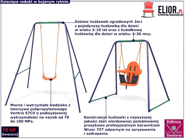 Ogrodowa huśtawka stojąca dla dzieci 2w1 E6-N78