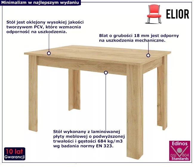 Nowoczesny stół prostokątny dąb craft - Nadeva 4X