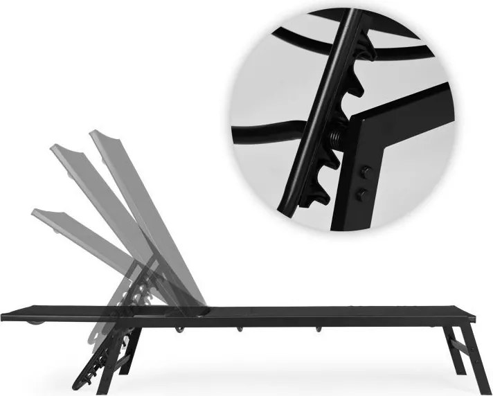 Leżak ogrodowy z regulowanym oparciem Talvio, kolor czarny