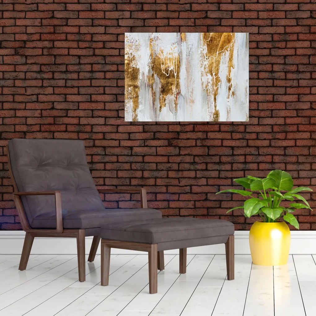 Obraz - Abstrakcja ze zotym (70x50 cm)