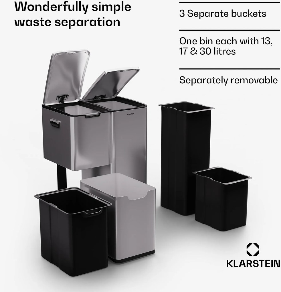 Klarstein Tiyo 3 w 1 Kosz na odpady 60 litrów