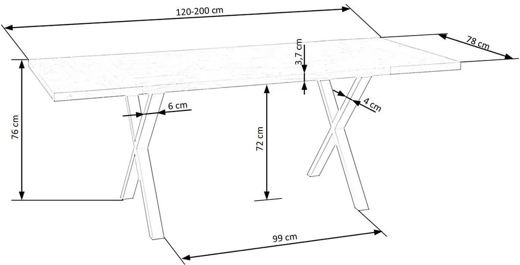 Loftowy stół do salonu Berkel 3X 120 XL -dąb